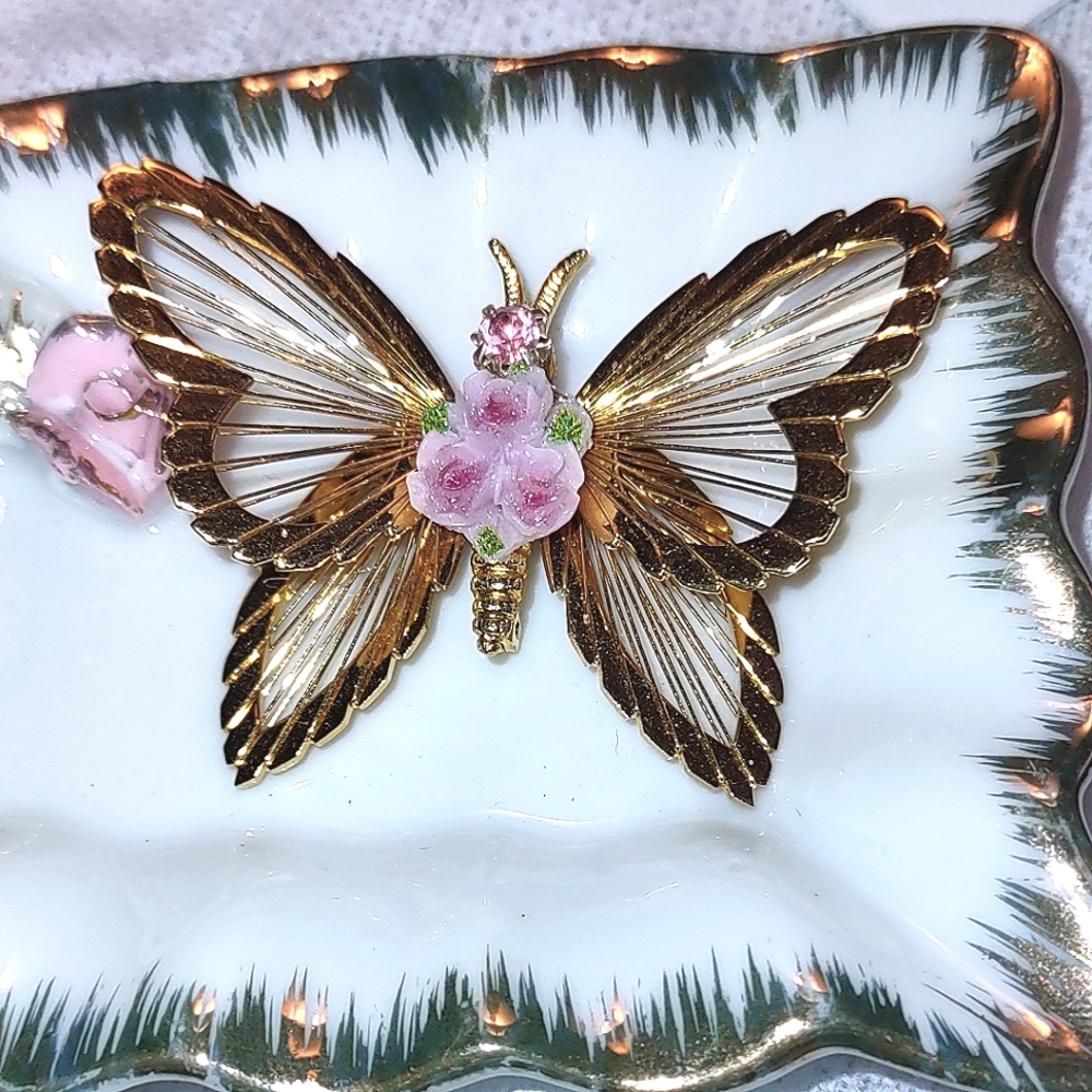 Gold Signed Monet Vintage Butterfly Brooch
